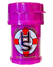 Load image into Gallery viewer, A purple glitter Large Herb Saver Grinder.