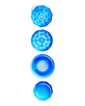 Load image into Gallery viewer, A blue Mini Herb Saver Grinder deconstructed.