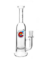 Load image into Gallery viewer, A Glasslab 303 Skinny Straight Bottle Rig with a honeycomb perc.