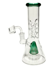 Load image into Gallery viewer, A teal Shower Head Cone Beaker Dab Rig.