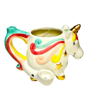 Load image into Gallery viewer, The side of a Roast & Toast Unicorn Ceramic Mug Pipe.