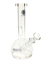 Load image into Gallery viewer, An Encore Fixed Stem Bubble Bong with purple decals.