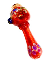 Load image into Gallery viewer, A red TKO Glassworks Floating Honeycomb Fumed Color Spoon.