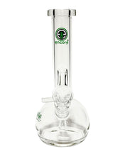 Load image into Gallery viewer, An Encore Fixed Stem Bubble Bong with green decals.