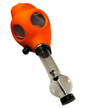 Load image into Gallery viewer, An orange Gas Mask Bong with a clear acrylic bong.