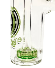 Load image into Gallery viewer, The green showerhead perc of a 14mm 90 Degree Encore Heavywall Showerhead Ash Catcher.