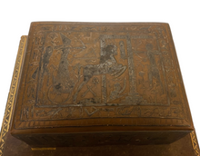 Load image into Gallery viewer, The top of an Antique Egyptian Hieroglyphic Cigarette Box.