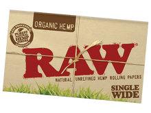 Load image into Gallery viewer, A pack of Raw Organic Hemp Single Wide Double Feed Rolling Papers.