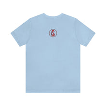 Load image into Gallery viewer, The back of a baby blue Bluntz Of That Good T-Shirt from Smoke Glass and Vape.