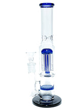 Load image into Gallery viewer, The side of a blue Stemless Double Perc Straight Tube.