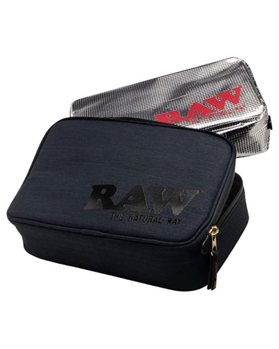 An open Quarter Pounder RAW Smell Proof Smokers Pouch v2.