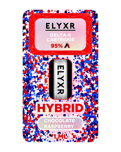 A Chocolate Raspberry Hybrid Elyxr LA Delta 8 THC Cartridge (1g/1mL).