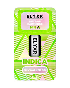 A Skywalker OG Indica Elyxr LA Delta 8 THC Cartridge (1g/1mL).