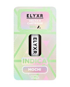 A Mochi Indica Elyxr LA Delta 8 THC Cartridge (1g/1mL).
