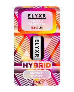 A Sunset Sorbet Hybrid Elyxr LA Delta 8 THC Cartridge (1g/1mL).