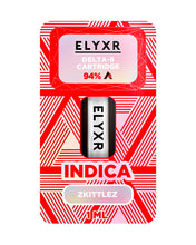 Load image into Gallery viewer, A Zkittlez Indica Elyxr LA Delta 8 THC Cartridge (1g/1mL).
