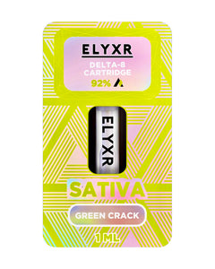 A Green Crack Sativa Elyxr LA Delta 8 THC Cartridge (1g/1mL).