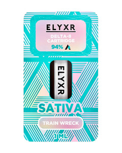 A Train Wreck Sativa Elyxr LA Delta 8 THC Cartridge (1g/1mL).