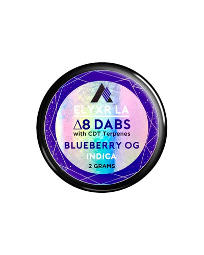 A Blueberry OG Indica Elyxr LA Delta 8 THC Dabs (2 Grams).