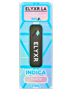 A Tahoe Indica Elyxr LA Delta 8 THC Disposable Vape (1 Gram/1mL).
