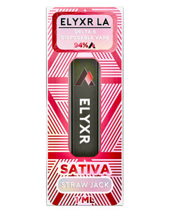 A Straw Jack Sativa Elyxr LA Delta 8 THC Disposable Vape (1 Gram/1mL).