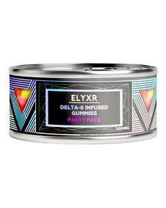 A 20-pack container of Party Pack Elyxr LA Delta 8 THC Gummies (500mg).