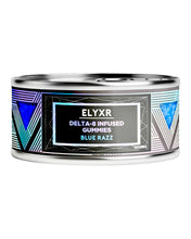 Load image into Gallery viewer, A 20-pack container of Blue Razz Elyxr LA Delta 8 THC Gummies (500mg).

