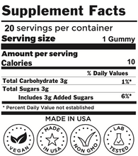 Load image into Gallery viewer, The supplement facts for a 20-pack container of Orange Elyxr LA Delta 8 THC Gummies (500mg).
