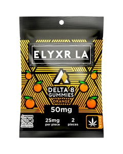 An Orange Elyxr LA Delta 8 THC Gummies 2-Pack (50mg).
