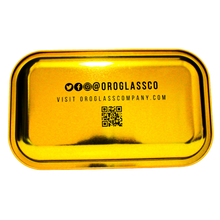 Load image into Gallery viewer, The back of an Oro Yellow Gold Rolling Tray.
