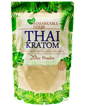 Load image into Gallery viewer, A 20 oz 267 gram bag of Remarkable Herbs Green Vein Thai Kratom Powder.
