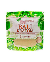 Load image into Gallery viewer, A 3 oz (85g) bag of Remarkable Herbs Red Vein Bali Kratom Powder.
