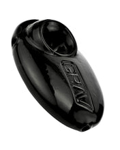 Load image into Gallery viewer, A black Grav Pebble Spoon Hand Pipe.
