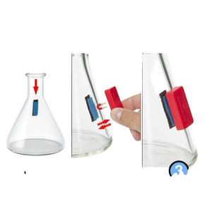 A Snowtree BoroBuddy Mini Magnetic Glass Pipe Cleaner cleaning a glass water pipe.