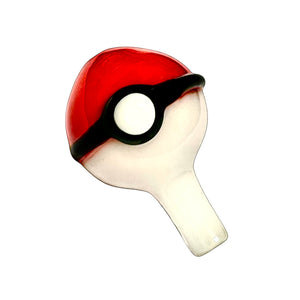 A Handmade Poké Ball Bubble Carb Cap made by TKO Glassworks.