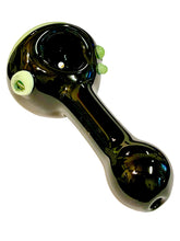 Load image into Gallery viewer, A pink Large Swirl Head Black Body Hand Pipe.
