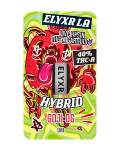 A Hybrid Goji OG Elyxr LA Live Resin THC-A Cartridge (1 gram/1mL).