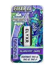 Load image into Gallery viewer, A Hybrid Blueberry Swirl Elyxr LA Live Resin Mutant Blend (THC-P, THC-B, THC-H) Cartridge (1 gram/1mL).
