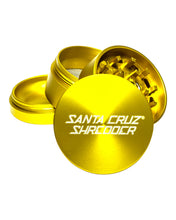 Load image into Gallery viewer, Santa Cruz Shredder 4-Piece Medium Gold Metal Grinder deconstructed.
