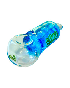 A blue Smoq Freezable Glycerin Glass Bowl Hand Pipe.