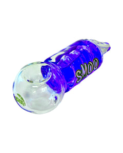 A purple Smoq Freezable Glycerin Glass Bowl Hand Pipe.