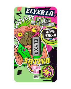 A Sativa Guava Jam Elyxr LA Live Resin THC-A Cartridge (1 gram/1mL).