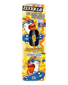 A Sativa Orange Soda Elyxr LA Live Resin THC-A Disposable Vape (1 gram/1mL).