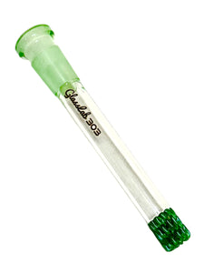 A Green Stardust Glasslab 303 Colored Downstem.