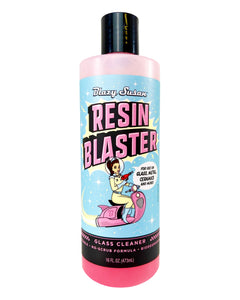 A 16oz bottle of Blazy Susan Resin Blaster Glass Cleaner.
