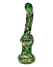 Load image into Gallery viewer, The front of a Multicolor Swirl Skinny Bubbler.
