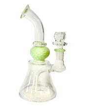 Load image into Gallery viewer, The side of a Slyme Honeycomb Water Pipe.
