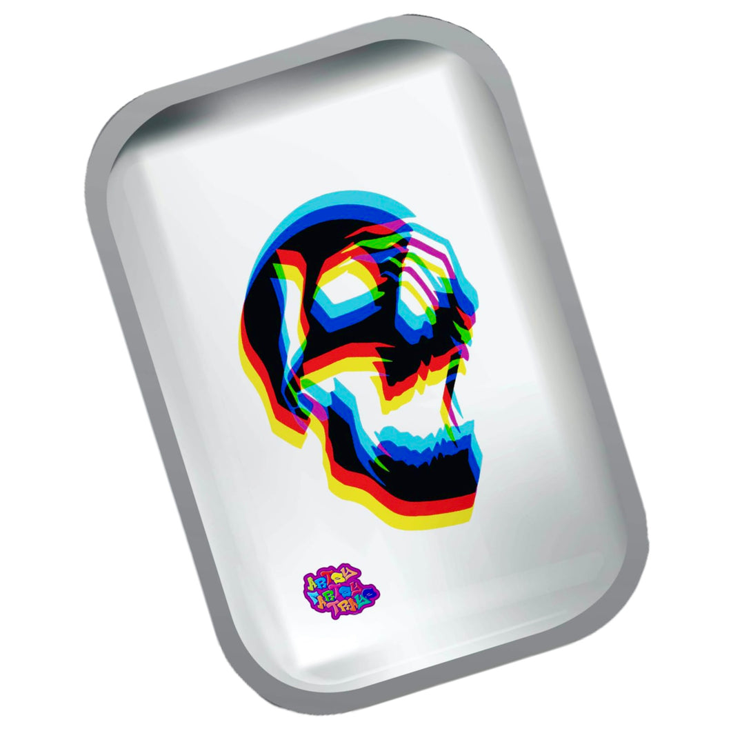 An Artsy Fartsy CMYK Skull Small Rolling Tray.