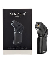Load image into Gallery viewer, A black Maven Pro Torch Lighter with it&#39;s box.
