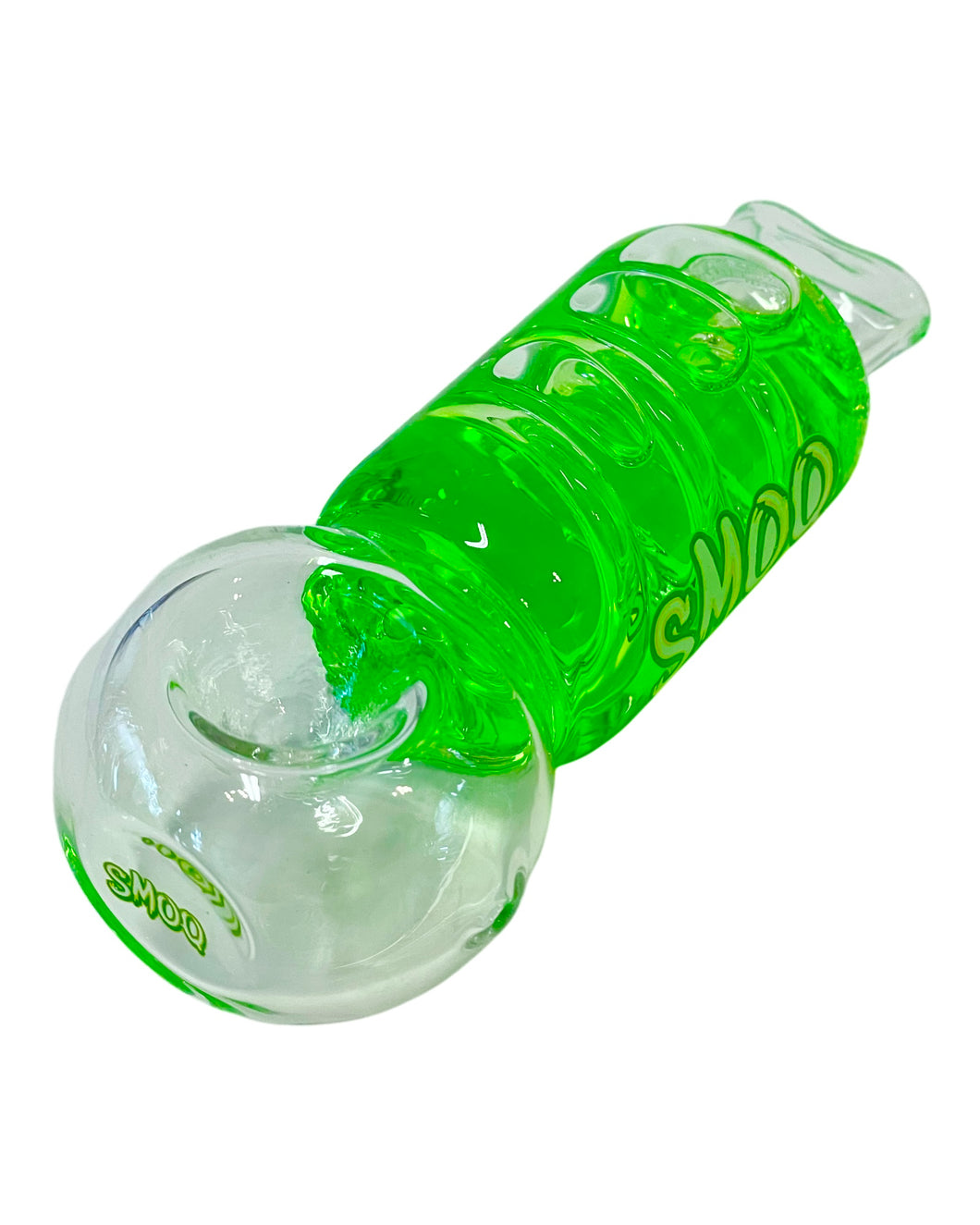 A green Smoq Freezable Glycerin Glass Bowl Hand Pipe.